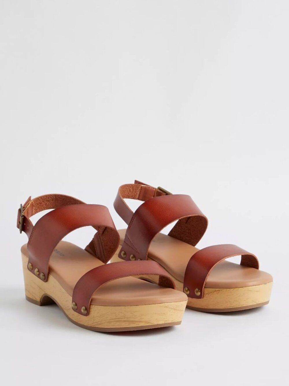 Torrid Brown Double Band Block Heel Sandals Women's WW Size 9 NWOT Comfort